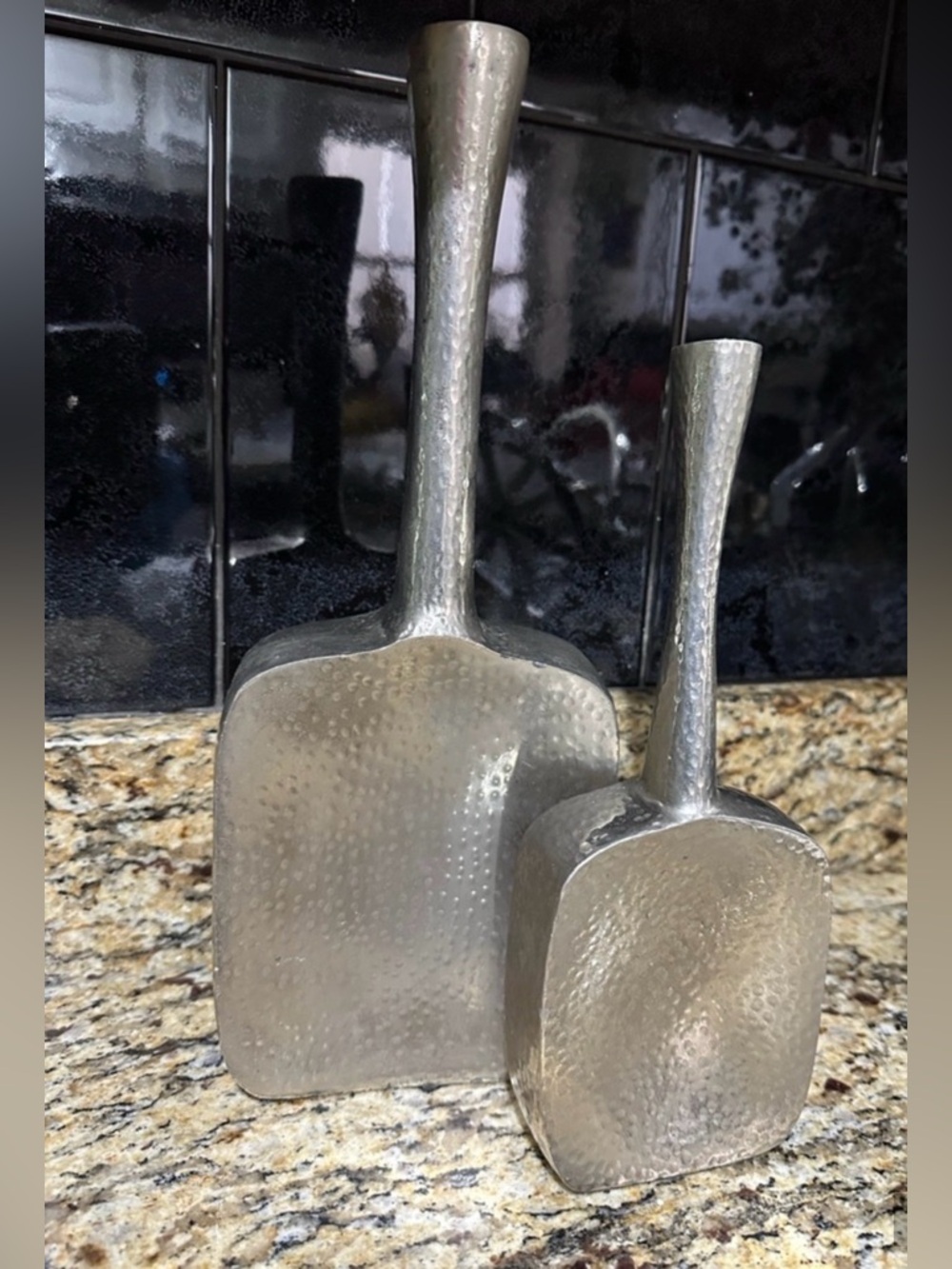 Set of Two Metal Vases